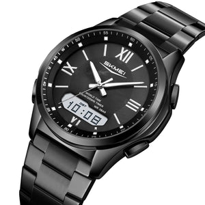 SKMEI 2459 Analog Digital World Time Sports Watch - black/black image 0