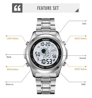 Skmei - 2019 - Advanced Digital Features Dual Time Watch - silver-white image 7