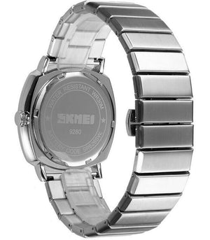 SKMEI - 9280 - Slim Steel Analog Quartz Watch - Silver/Black image 2