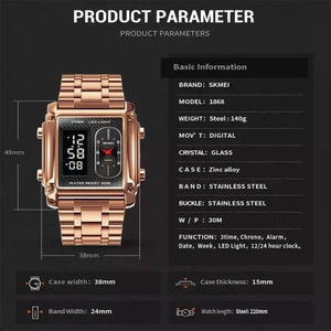 Skmei - 1868 (Chain) - Digital LED Luminous Waterproof - Rosegold-steel image 2