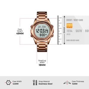 SKMEI - 1667 - Qibla Azan Time Reminder Prayer Watch - Rose gold/white image 4