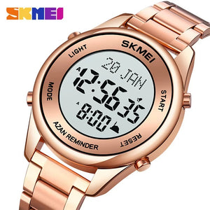 SKMEI - 1861 - Qibla Azan Time Reminder Prayer Watch - rose gold/white image 2