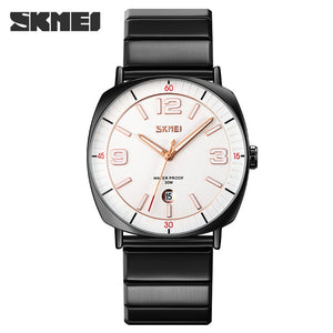 SKMEI - 9280 - Slim Steel Analog Quartz Watch - Black/Silver image 2