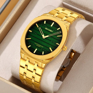 SKMEI - 9372 - Imperial Time Quartz Watch - Gold/Green image 0