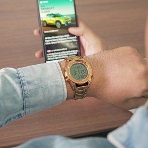 SKMEI - 1667 - Qibla Azan Time Reminder Prayer Watch - Rose gold/white image 3