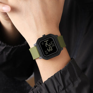 Skmei - 2558 - Minimal Time Digital Watch - Army Green image 2