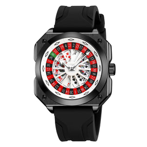 SKMEI - 9379 - Rotating Poker Dial Silicone Wrist Watch - Black/black image 0