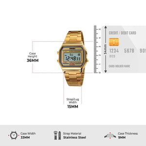 Skmei - 1123 - Digital Stainless Steel Watch - Gold image 3