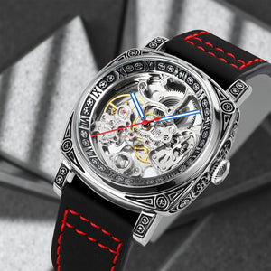 SKMEI - 9271 - Premium Automatic Skeleton Watch - red image 2