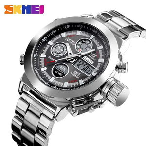 SKMEI - 1515 - Professional Double Display Quartz Watch - silver image 1