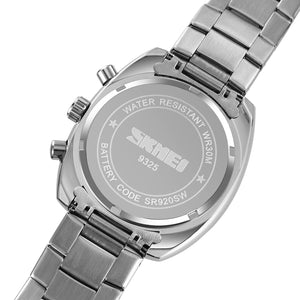 SKMEI - 9325 - Quartz Luxury Moon Phase Chrono Watch - Silver/Black image 4