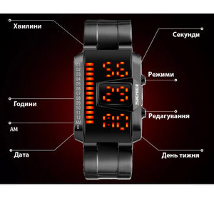 Skmei - 1179 - Digital Stainless Steel Watch - Black image 5