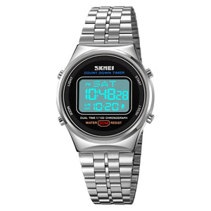 SKMEI 1882 Classic Round Digital Watch - silver/white image 3