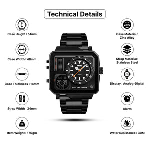 SKMEI - 1392 - High Quality Luxury Watch - Black image 3