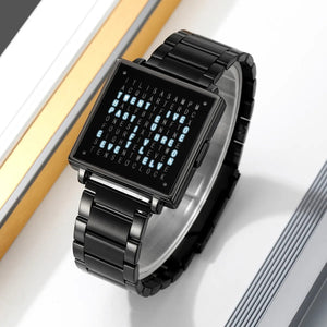 Skmei - 2388 - Luxury Word Dial Watch - Black-Steel image 1