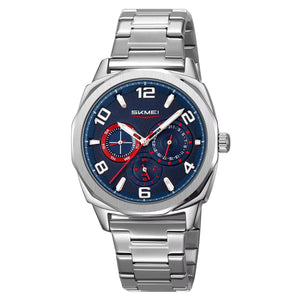 SKMEI - 9350 - 3ATM Waterproof Men Business Watch - Silver/Blue image 3