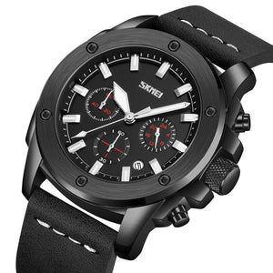 Skmei 9327 - Functional Chronograph Features Watch - black-black image 1