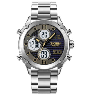 Skmei - 1975(chain)- 30m Waterproof Mutifunctional - silver/white-steel image 1