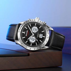 SKMEI 2503 Digital Tachymetre Countdown Timer Watch - silver/black/white/leather image 1
