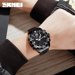 Skmei - 1649 - Rotatable Ring Quartz MultiFunctional Watch - Black image 4