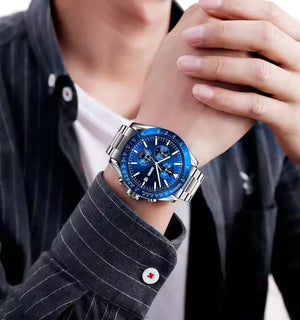 Skmei - 9253 - Elite Chronograph Watch - Silver/Blue-Steel image 1