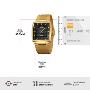 SKMEI - 9311 - Elegant Square Quartz Mesh Edition Watch - gold/black image 3