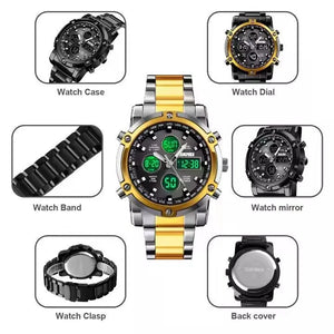 Skmei – 1389 – Dual Display Waterproof Business Watch - Black/Gold-Black image 2