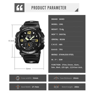 Skmei - 2341 - Power Strike Dual Display Watch - Black image 5