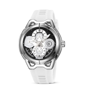 Skmei – 9349 – Silicone Quartz Luxury Watch – Silver/White image 1