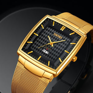 SKMEI - 9311 - Elegant Square Quartz Mesh Edition Watch - gold/black image 1