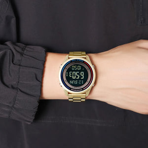 SKMEI 2412 Digital Countdown World Time Sports Watch - Gold/steel image 2