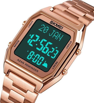 SKMEI - 1763 - Qibla Azan Time Reminder Prayer Watch - rose gold/black image 2