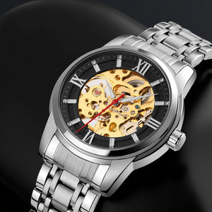 SKMEI - 9222 - Luxury Automatic Skeleton Watch - silver/black image 3