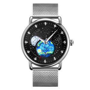 Skmei - 9283 - Classic Analog Galaxy Dial Watch - black-steel image 0