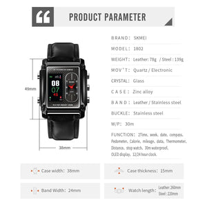 Skmei - 1868 (strap) - Digital LED Luminous Waterproof - Silver-Leather image 4