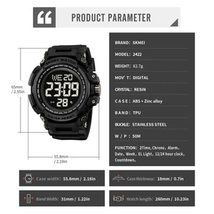 Skmei - 2422 - Digital Big Dial Shock Sports Watch - black image 5