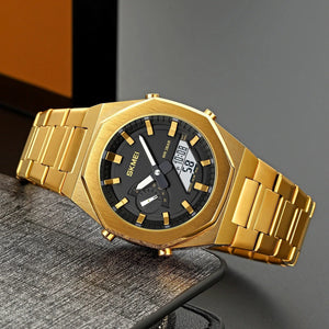 Skmei - 1816 - Dual Display luminous waterproofs 50+ timezone - Golden/White image 2