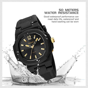 SKMEI 1717 Analog Quartz Silicone Watch - Golden
