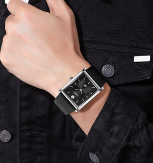 Skmei - 9256 - Genuine Leather Strap Japan Quartz - silver black image 2