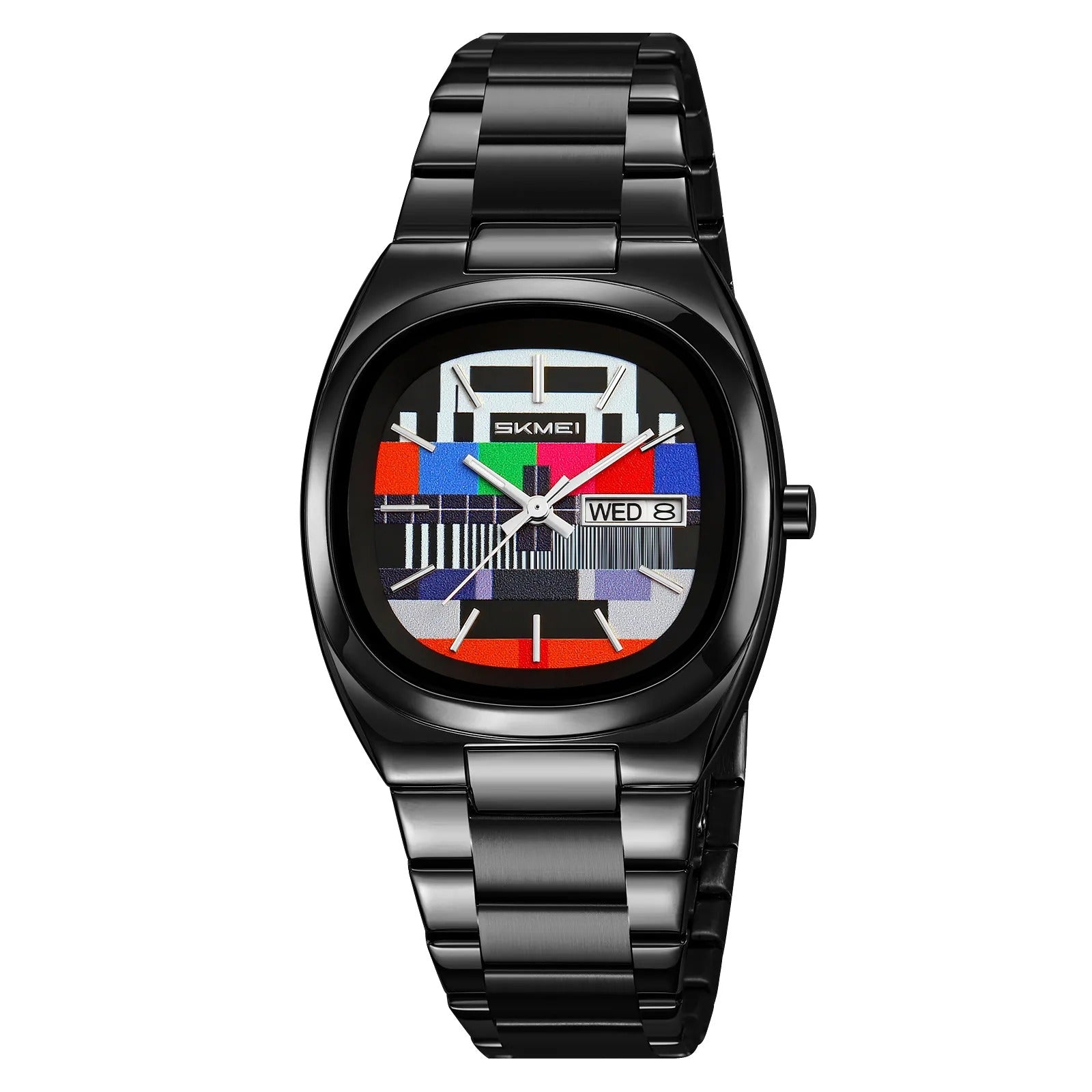 Skmei 9375 – Business Gentleman Vintage Watch – Black/Colorful image 1