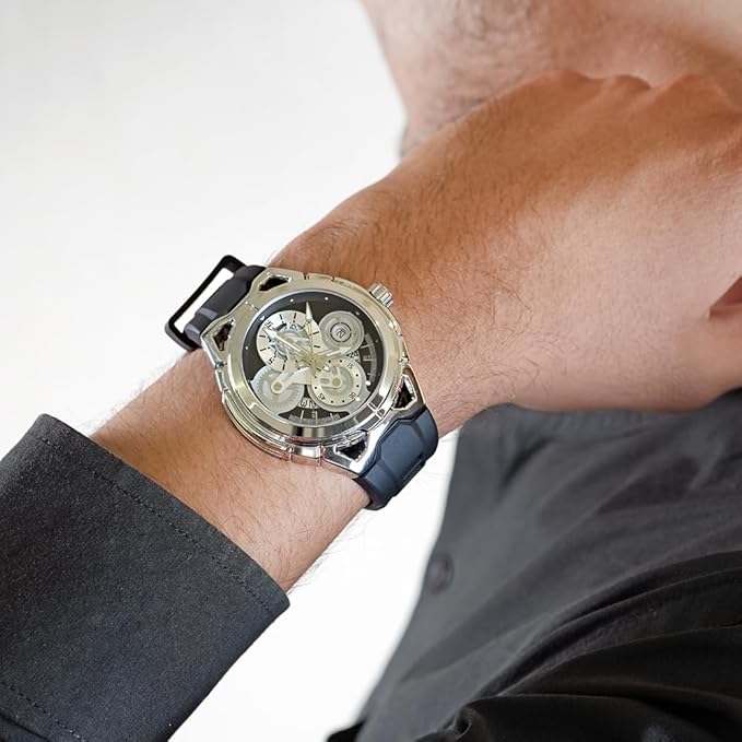 SKMEI - 9349 - Silicone Quartz Luxury Watch - Silver/Black image 4