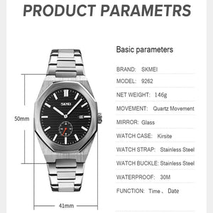 SKMEI - 9262 - High Quality Luxury Watch - Silver/Black image 6