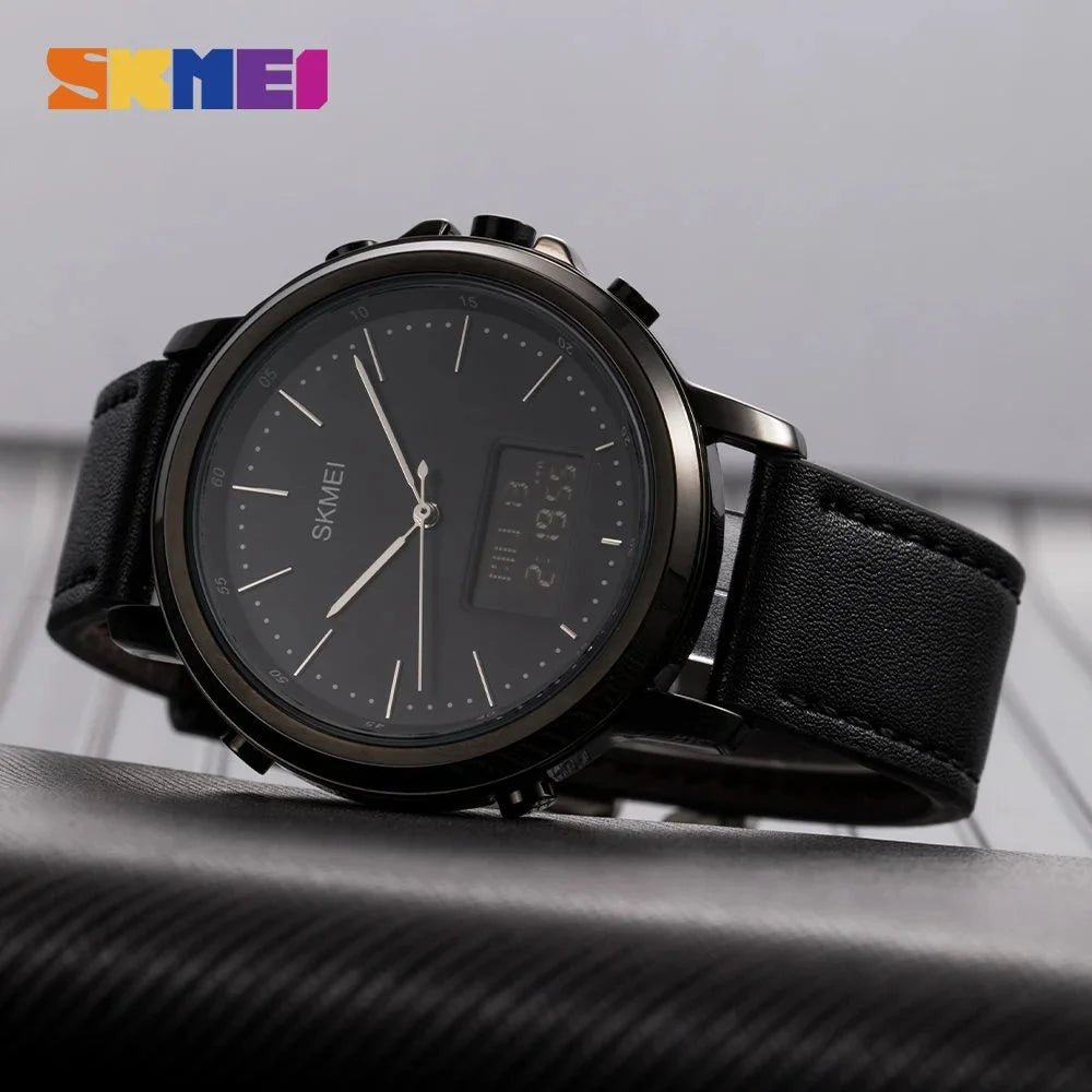 Skmei - 1652 (Strap) - Multifunctional Waterproof - Black/Black-Leather image 2