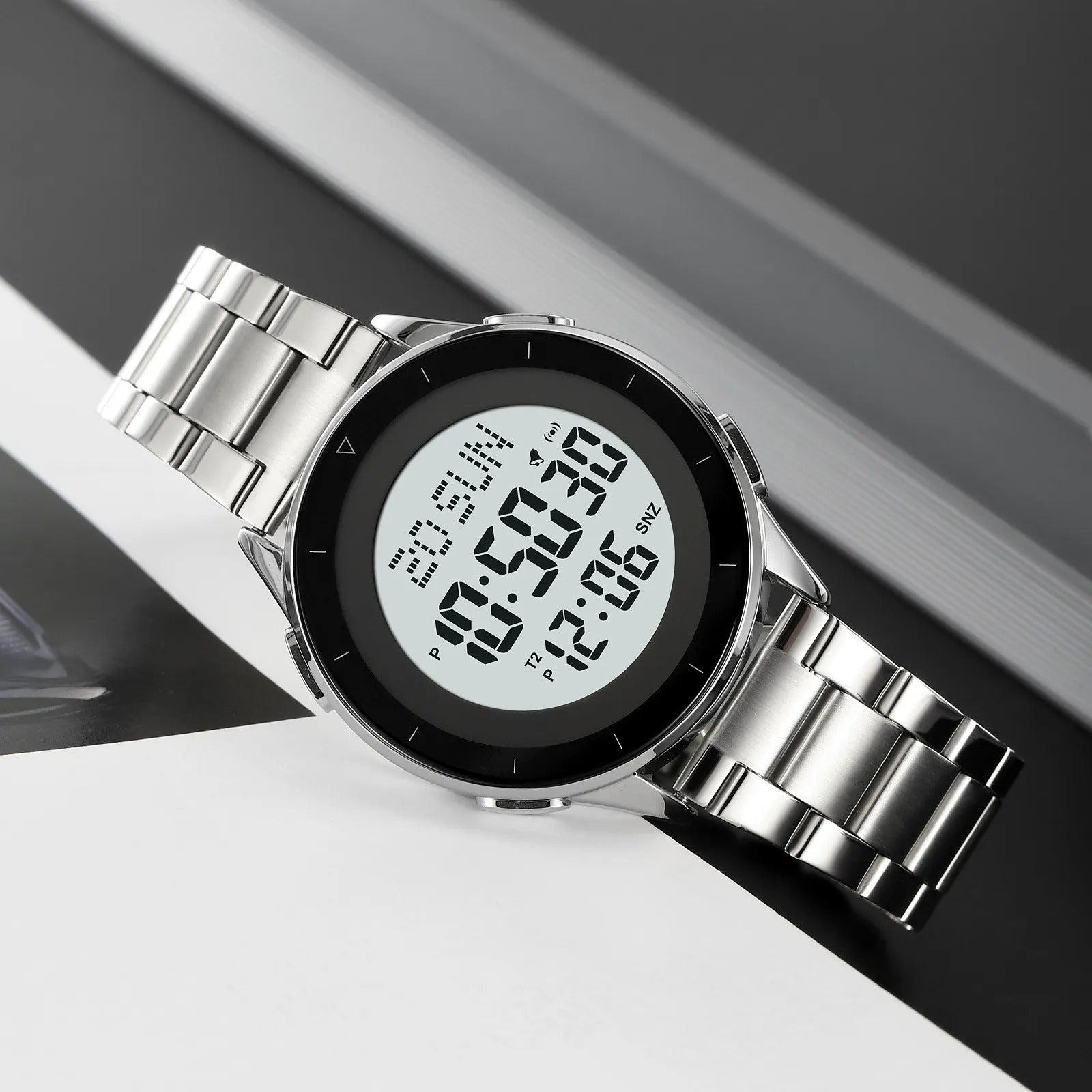 SKMEI 2302 Digital World Time Watch - silver/white image 1