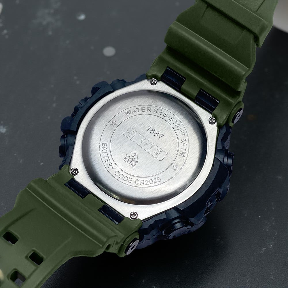 Skmei - 1637 - Warrior Dual Display Watch - Army Green image 3
