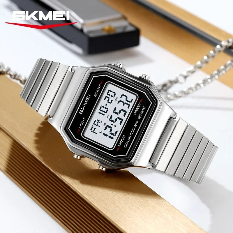 Skmei – 2465 – Digital Spring Strap Watch – Silver/SpringStrap image 1