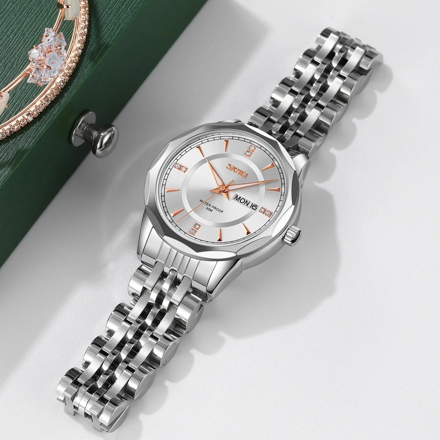 Skmei - 9264 - Women Stainless Steel Quartz - Silver/Silver image 1