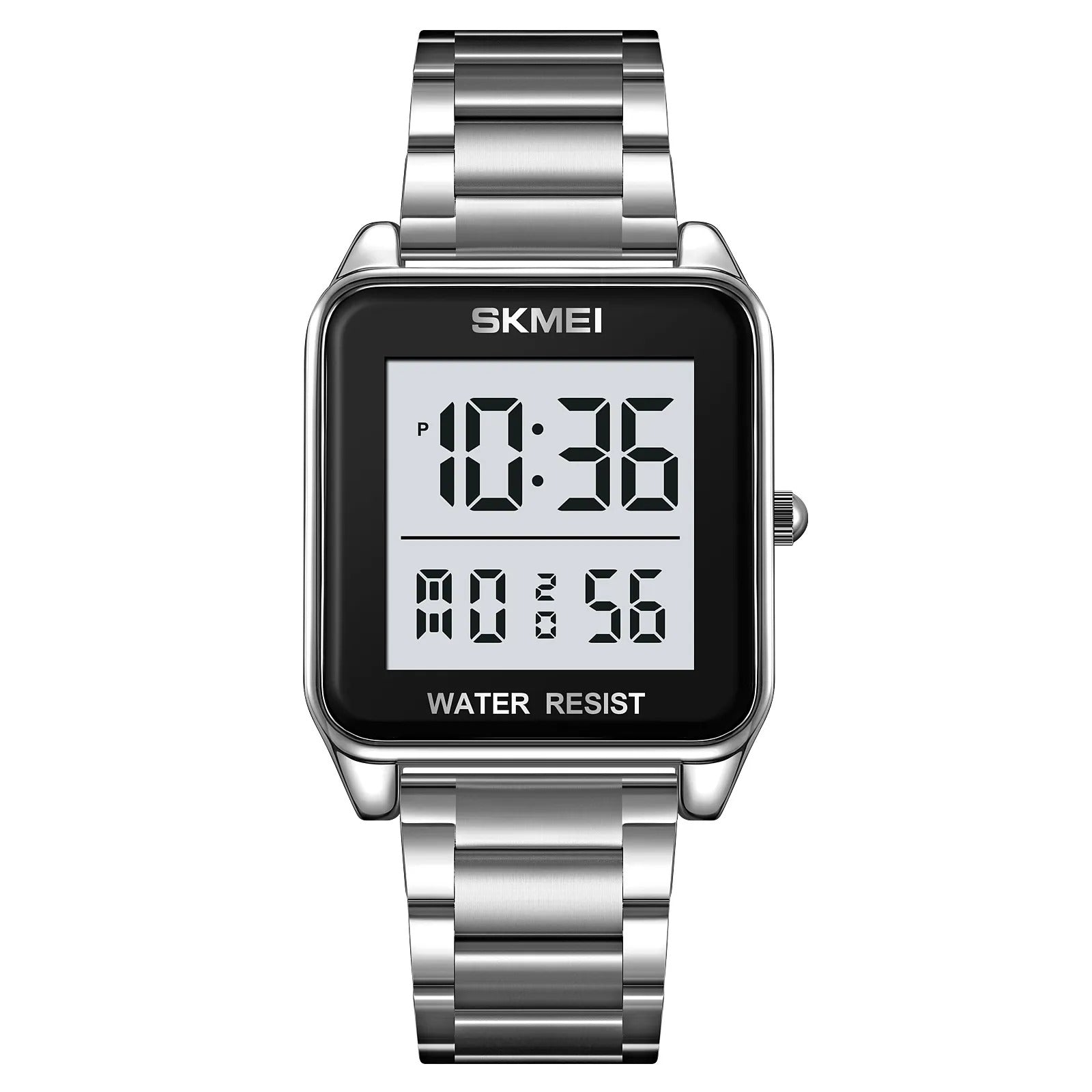 SKMEI 2154 Rectangle Digital Sports Wristwatch - silver/white image 0