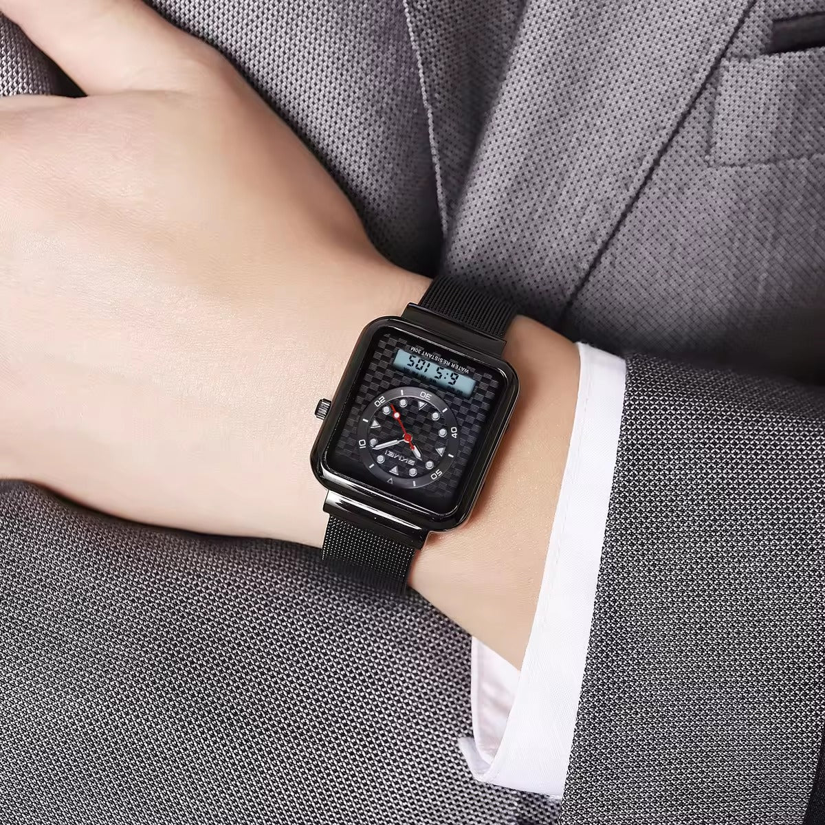SKMEI - 2466 - Dual Display Time Quartz Watch - Black image 4