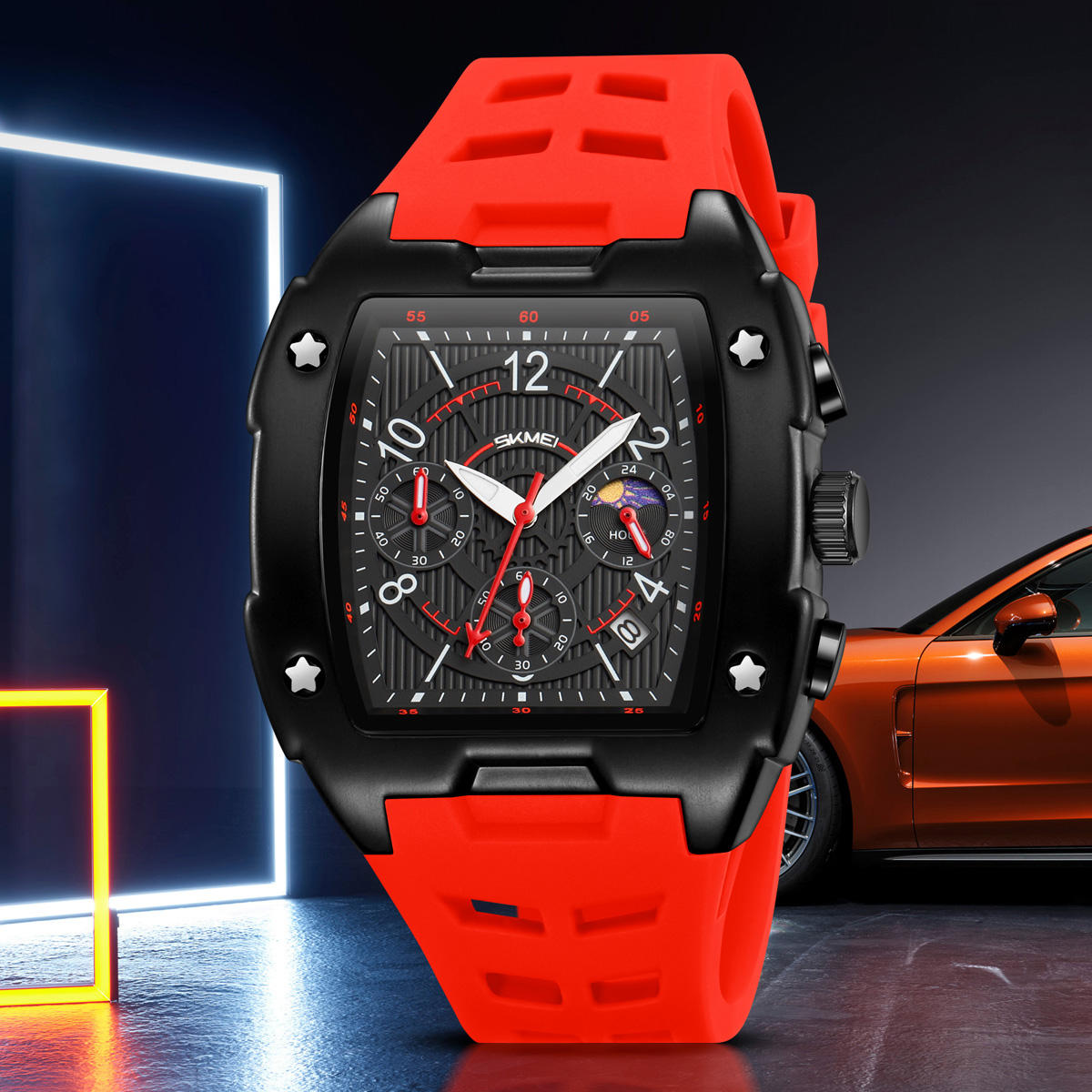 SKMEI - 9345 - Multifunctional Chronograph Quartz Watch - red image 1